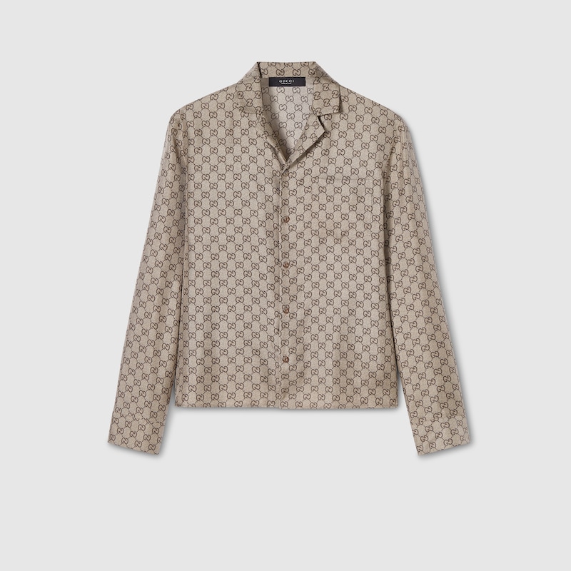 Printed Silk Twill Bowling Shirt Printed Silk Twill Bowling Shirt