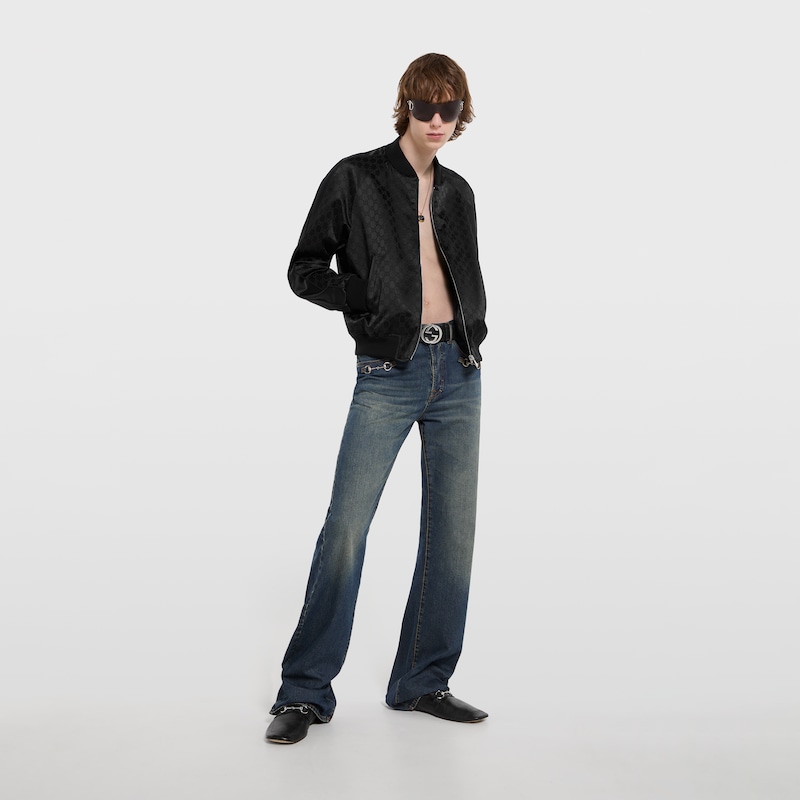 Gucci GG Cotton Satin Zip Jacket With Piping | Thumbnail 2 Gucci GG Cotton Satin Zip Jacket With Piping | Thumbnail 2