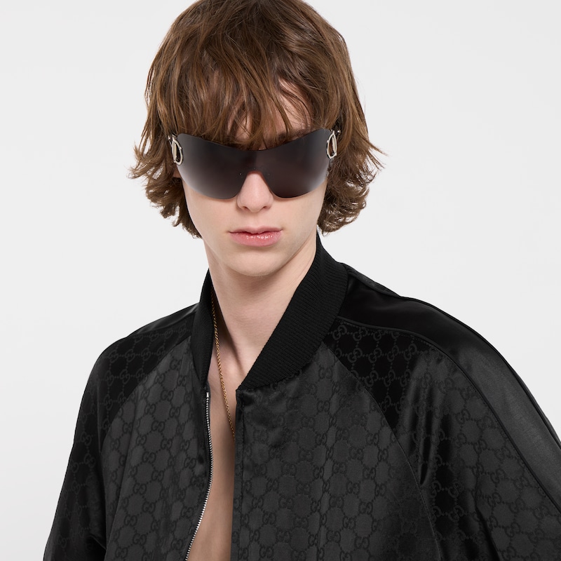 Gucci GG Cotton Satin Zip Jacket With Piping | Thumbnail 3 Gucci GG Cotton Satin Zip Jacket With Piping | Thumbnail 3