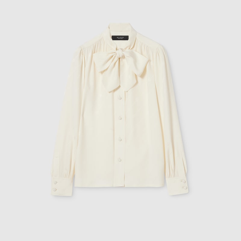 Silk Crêpe Satin Interlocking G Shirt Silk Crêpe Satin Interlocking G Shirt