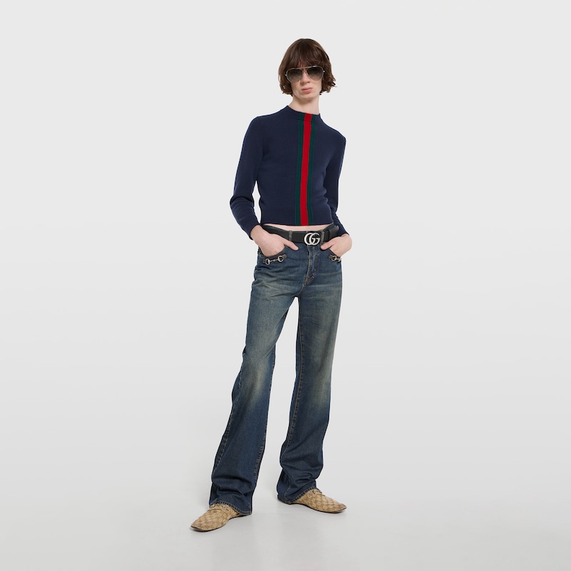 Gucci Cotton Denim Pants With Horsebit Detail | Thumbnail 2 Gucci Cotton Denim Pants With Horsebit Detail | Thumbnail 2