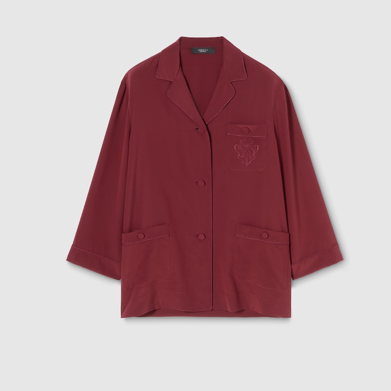 Gucci Silk Crêpe De Chine Shirt With Embroidery