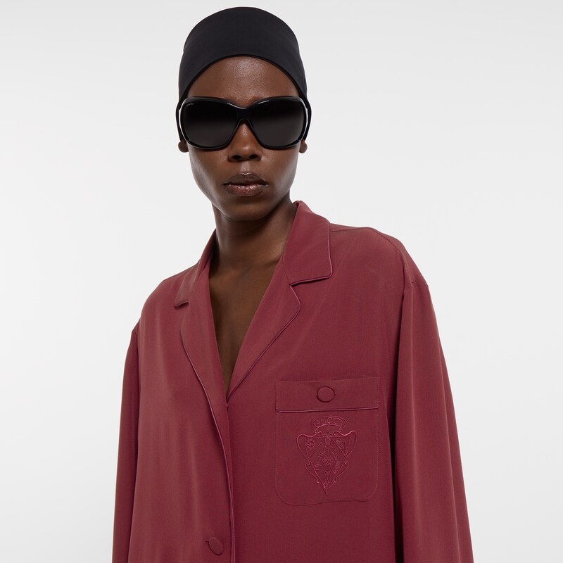 Gucci Silk Crêpe De Chine Shirt With Embroidery | Thumbnail 3 Gucci Silk Crêpe De Chine Shirt With Embroidery | Thumbnail 3