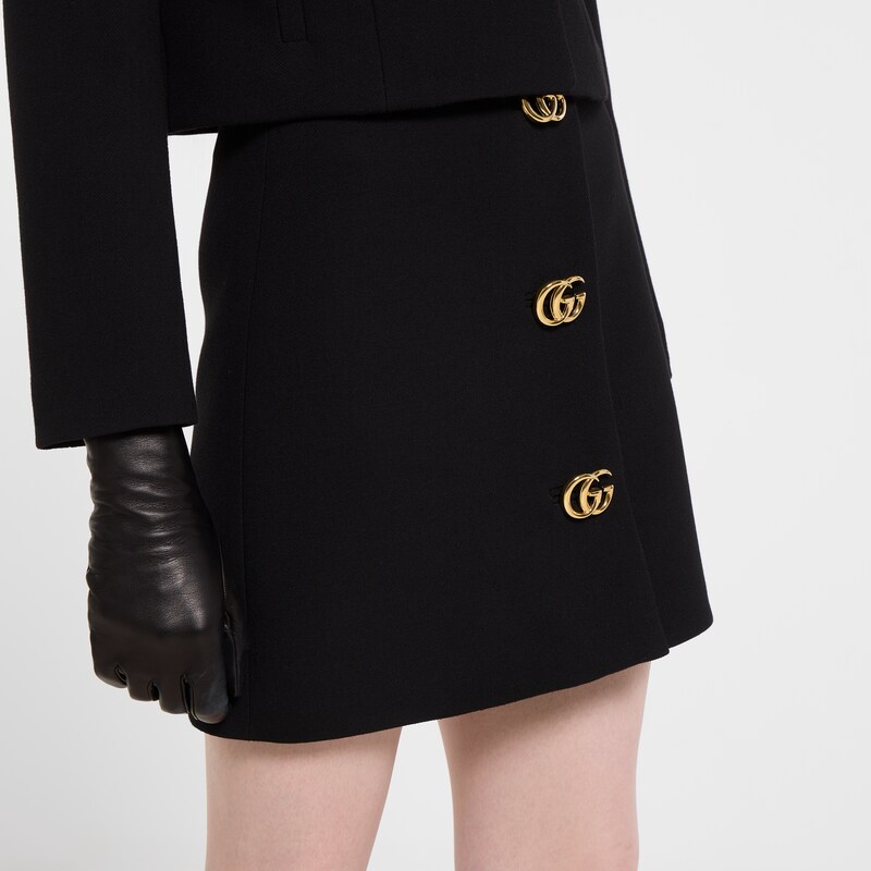 Gucci Crêpe Wool Skirt With Double G Button | Thumbnail 3 Gucci Crêpe Wool Skirt With Double G Button | Thumbnail 3