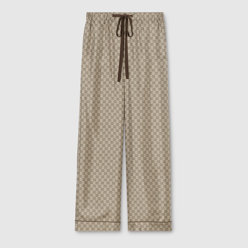 Gucci Printed Silk Twill Leisure Pants