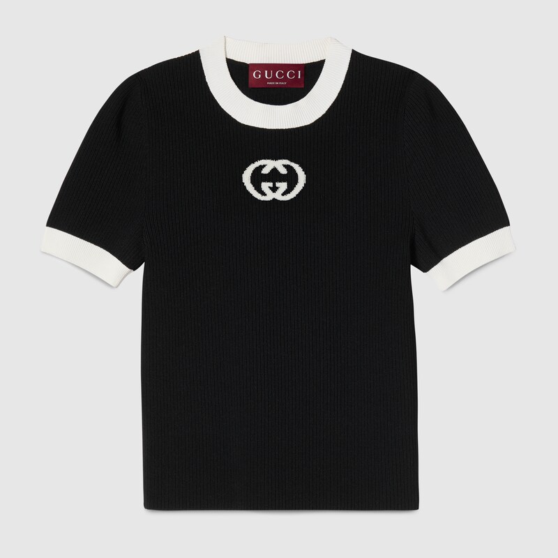 Ribbed T-shirt With Intarsia Ribbed T-shirt With Intarsia