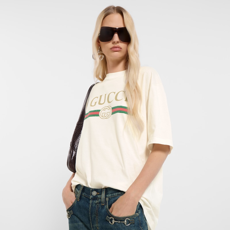 Gucci Cotton Jersey And Silk T-shirt With Print | Thumbnail 3