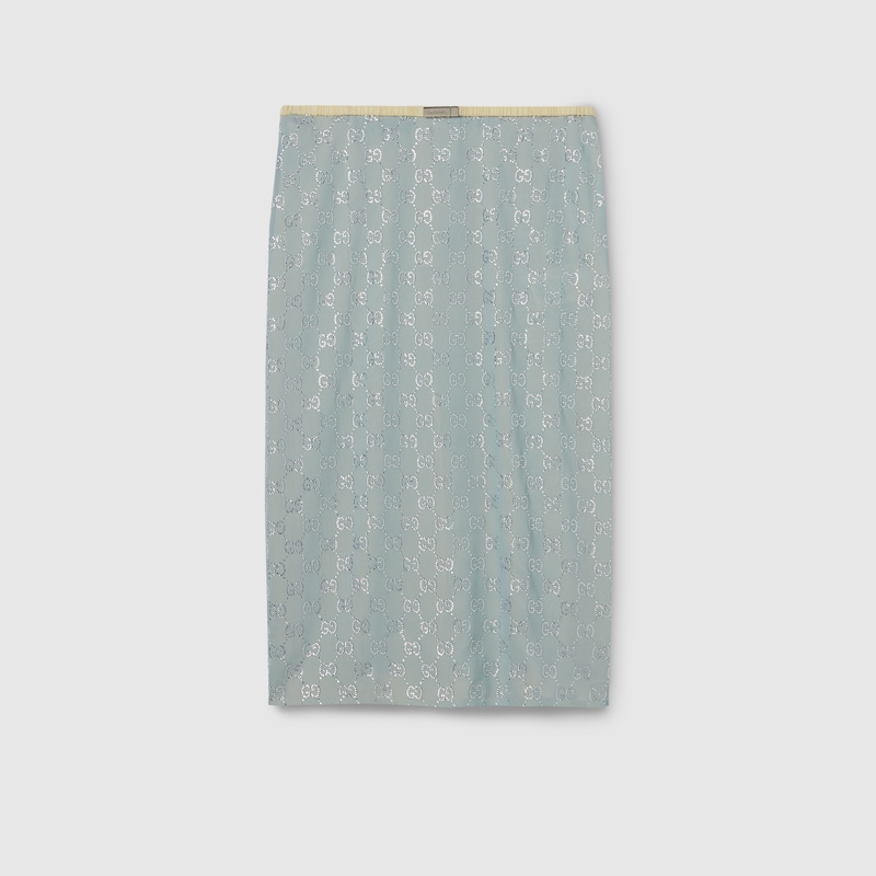 Silk Stretch Chiffon Skirt With Crystals Silk Stretch Chiffon Skirt With Crystals