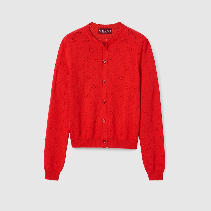 Gucci GG Pointelle Cotton Silk Cardigan