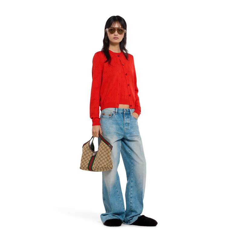 Gucci GG Pointelle Cotton Silk Cardigan | Thumbnail 2 Gucci GG Pointelle Cotton Silk Cardigan | Thumbnail 2