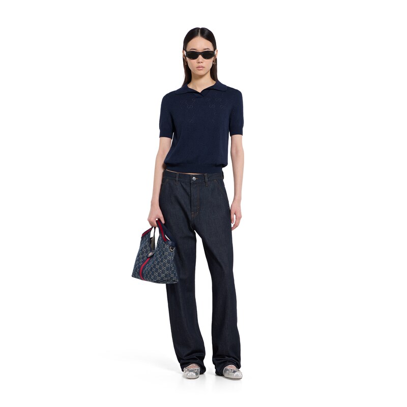 Gucci GG Pointelle Cotton Silk Polo Shirt | Thumbnail 2