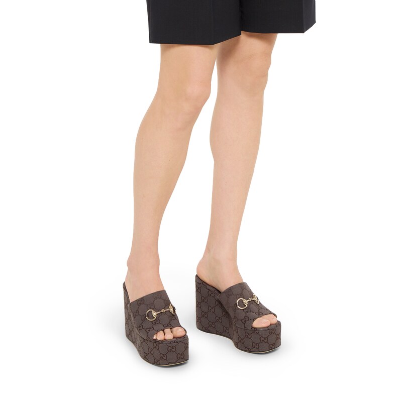 Gucci Wedge Sandal With Horsebit | Thumbnail 3 Gucci Wedge Sandal With Horsebit | Thumbnail 3