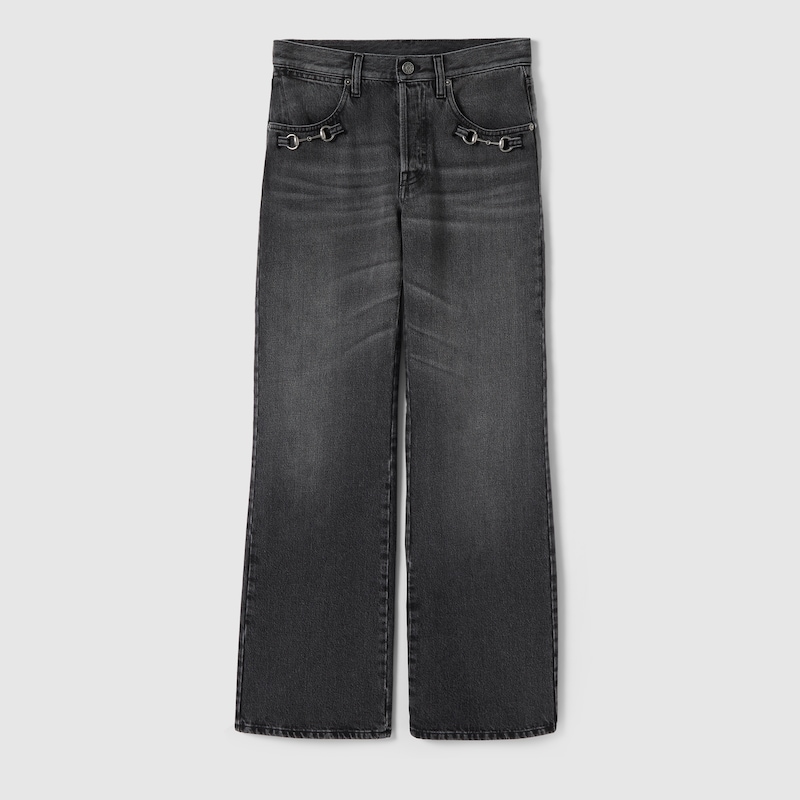 Cotton Denim Pants With Horsebit Cotton Denim Pants With Horsebit