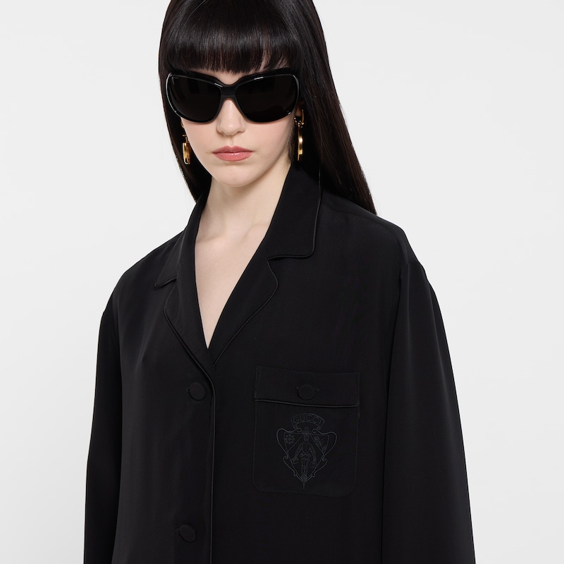 Gucci Silk Crêpe De Chine Shirt With Embroidery | Thumbnail 3 Gucci Silk Crêpe De Chine Shirt With Embroidery | Thumbnail 3