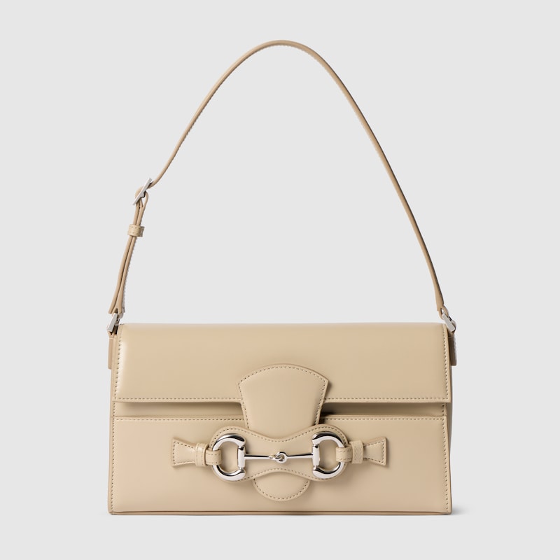 Gucci Horsebit Ristretto Medium Shoulder Bag In Sand