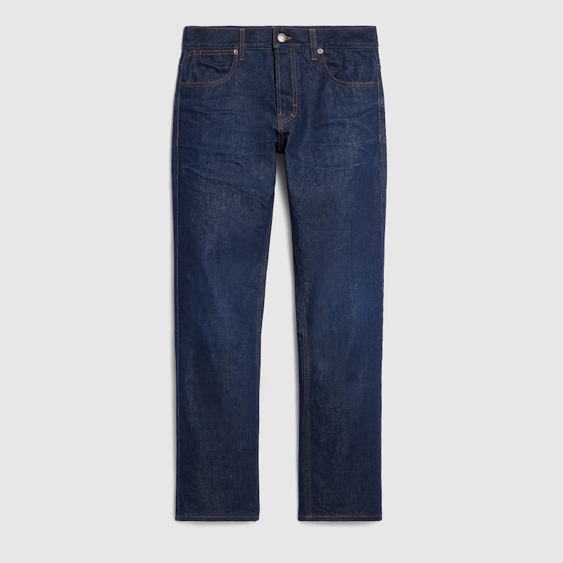Gucci Cotton Denim Pants With Embroidery