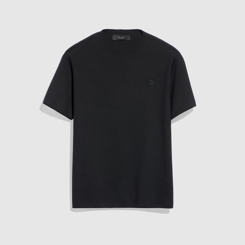 Knit Silk Cotton T-shirt With Embroidery Knit Silk Cotton T-shirt With Embroidery