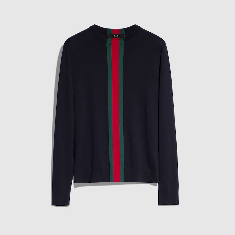 Gucci Knit Cotton Sweater With Web Intarsia