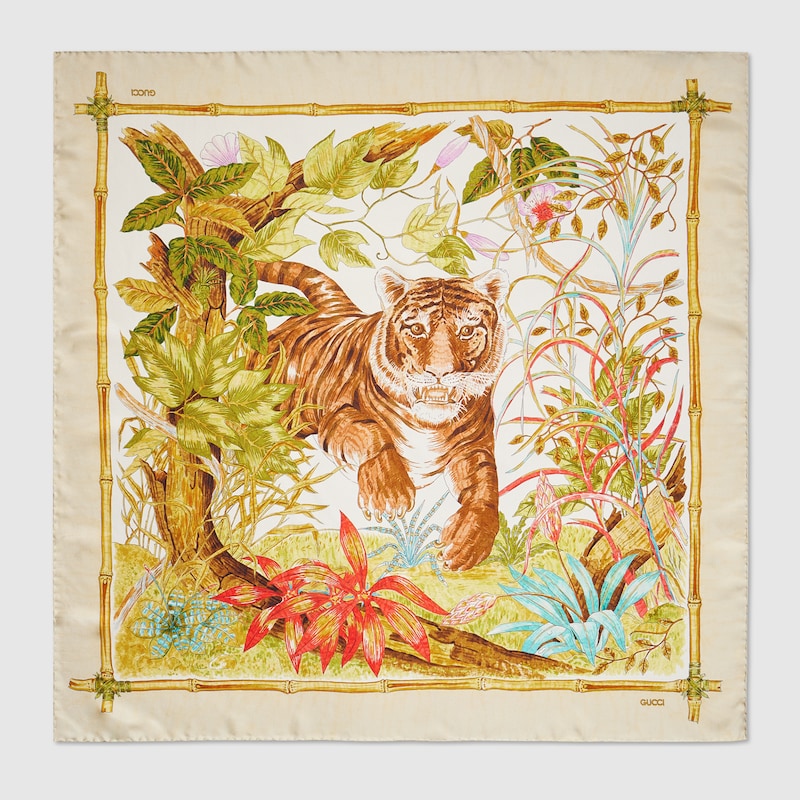 Gucci "Il Gattino" Printed Silk Carré
