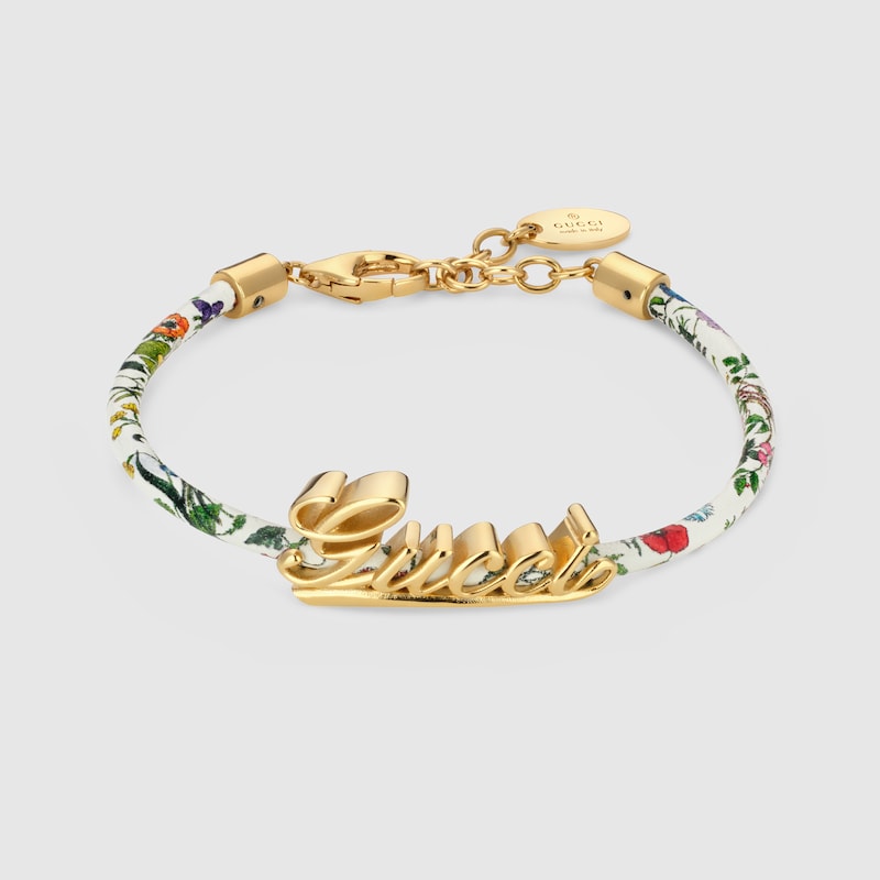 Gucci Leather Bracelet With Gucci Script
