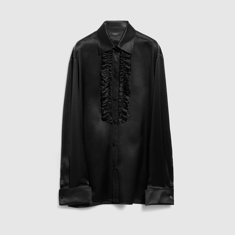 Silk Satin Shirt With Rouches Silk Satin Shirt With Rouches