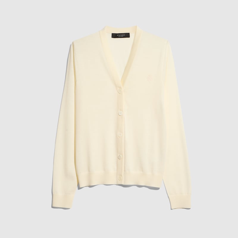Fine Wool Cardigan With Embroidery Fine Wool Cardigan With Embroidery