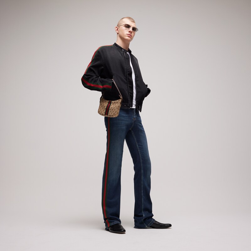Gucci Cotton Denim Pants With Web | Thumbnail 2
