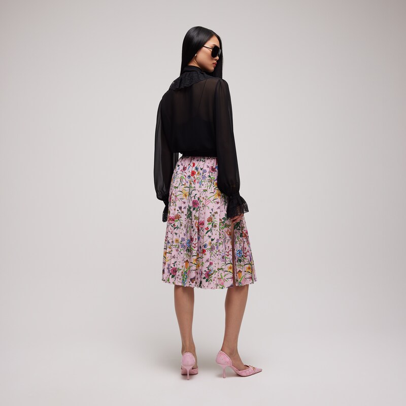 Gucci Printed Silk Pleated Skirt | Thumbnail 3 Gucci Printed Silk Pleated Skirt | Thumbnail 3