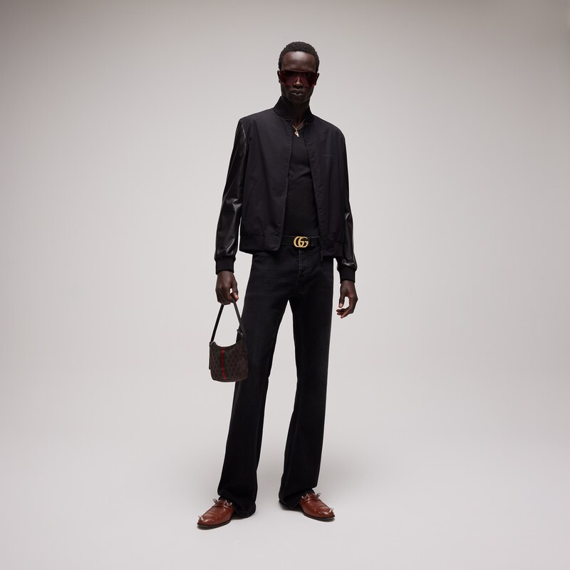 Gucci Fabric Bomber Jacket With Nappa Sleeves | Thumbnail 2 Gucci Fabric Bomber Jacket With Nappa Sleeves | Thumbnail 2