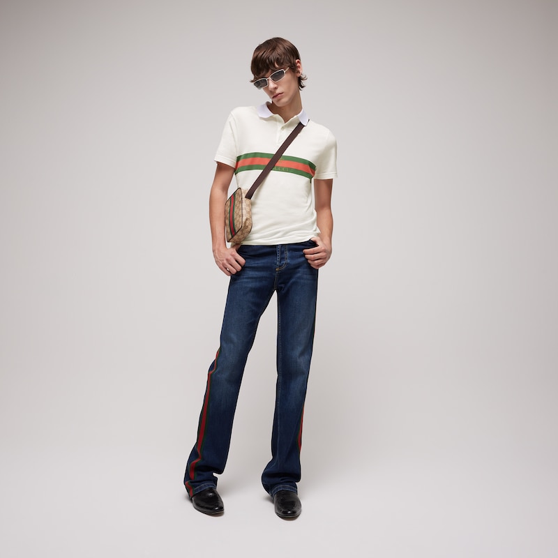 Gucci Cotton Jersey Polo Shirt With Web | Thumbnail 2