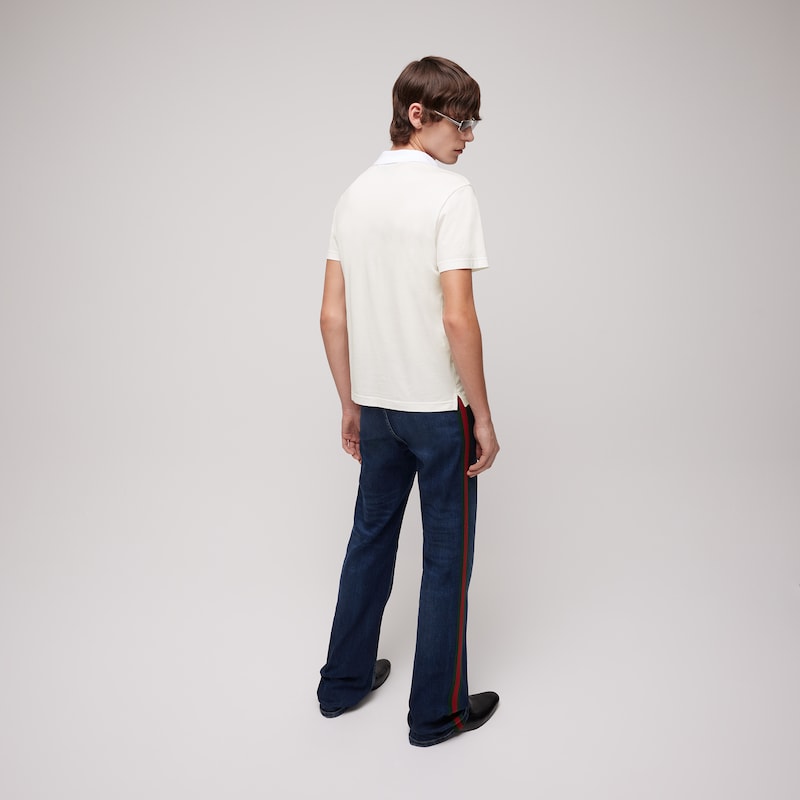 Gucci Cotton Jersey Polo Shirt With Web | Thumbnail 3