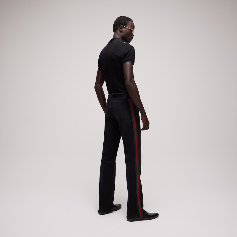 Gucci Cotton Denim Pants With Web | Thumbnail 3