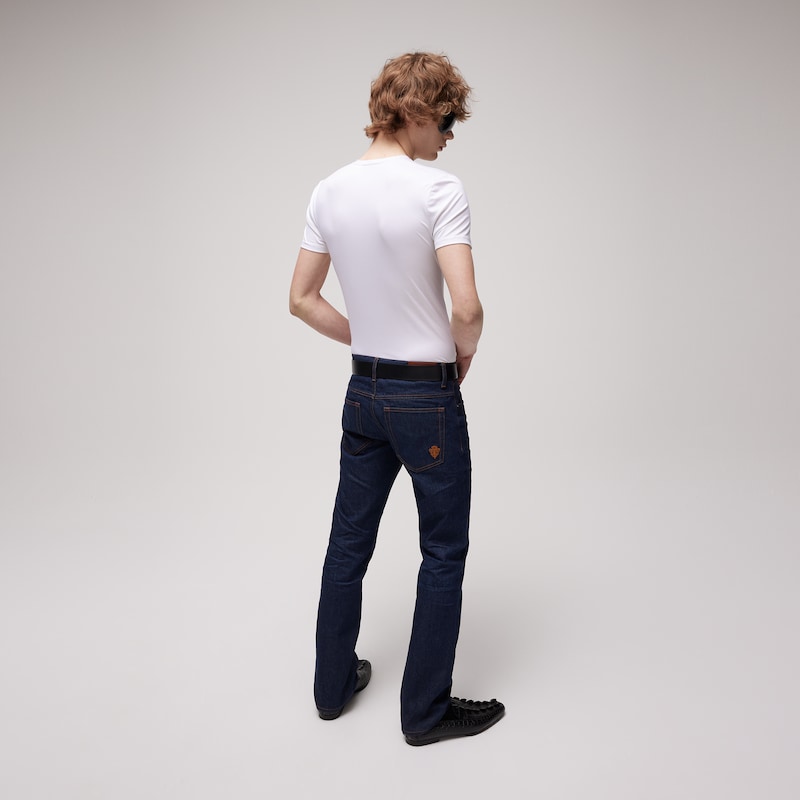 Gucci Cotton Denim Pants With Embroidery | Thumbnail 3