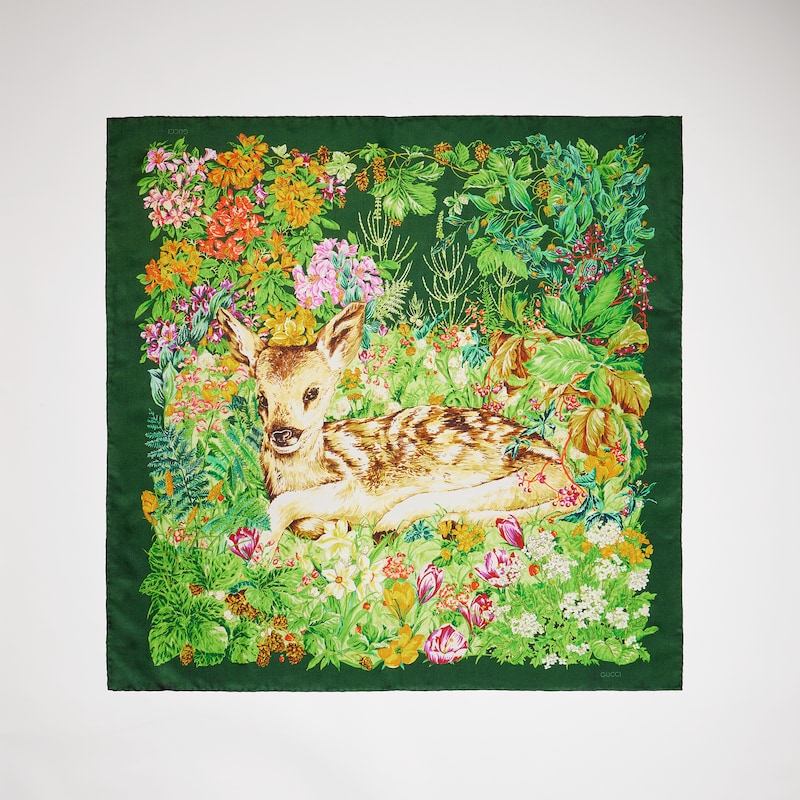 Gucci "Giardino Di Seta" Printed Silk Carré | Thumbnail 3 Gucci "Giardino Di Seta" Printed Silk Carré | Thumbnail 3