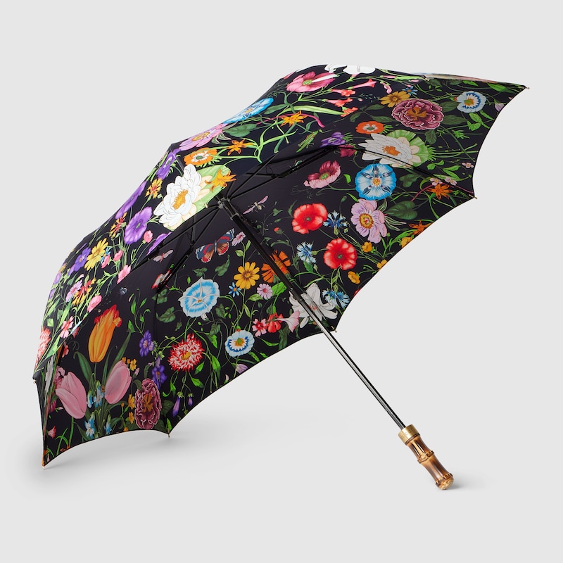 Gucci Nylon Foldable Umbrella With Gucci Flora Print