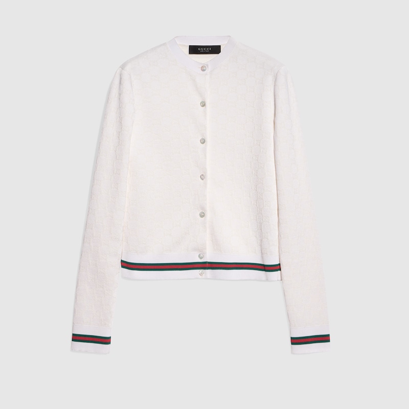 Gucci GG Fine Cotton Viscose Jacquard Cardigan
