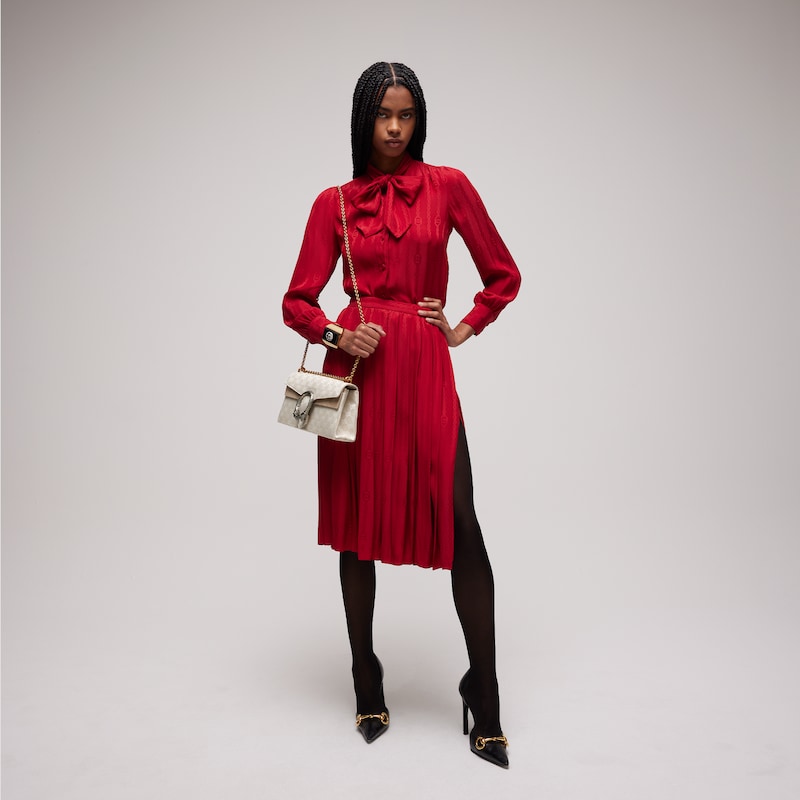 Gucci Interlocking G Chain Silk Jacquard Midi Skirt | Thumbnail 2 Gucci Interlocking G Chain Silk Jacquard Midi Skirt | Thumbnail 2