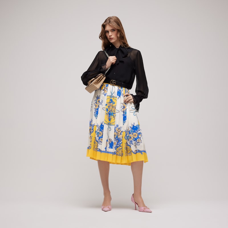 Gucci Printed Silk Midi Skirt | Thumbnail 2 Gucci Printed Silk Midi Skirt | Thumbnail 2
