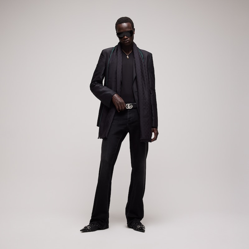 Gucci GG Wool Silk Jacquard Stole | Thumbnail 2 Gucci GG Wool Silk Jacquard Stole | Thumbnail 2