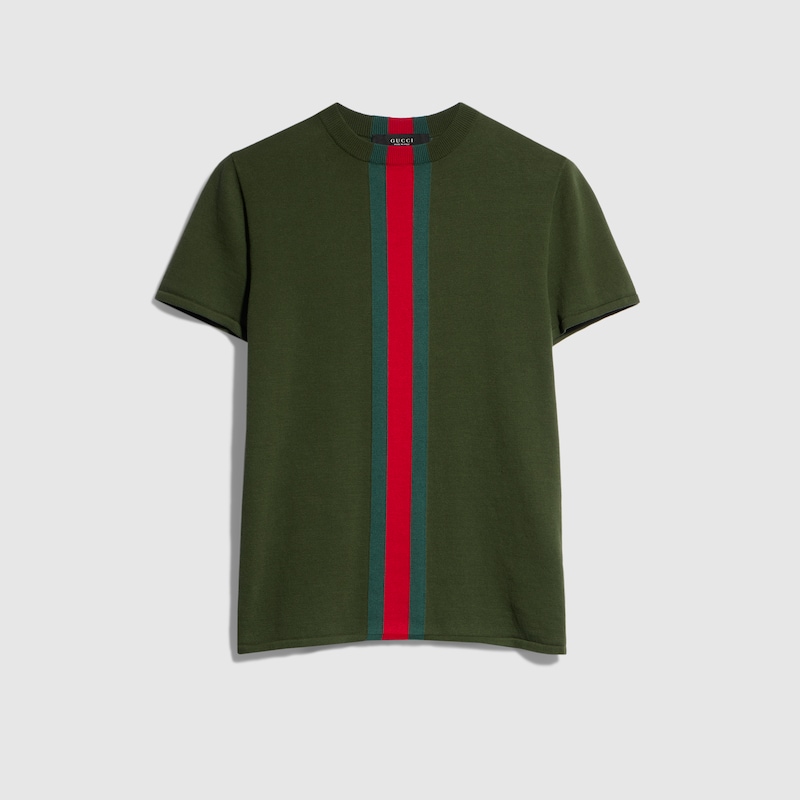 Gucci Knit Cotton T-shirt With Web Intarsia