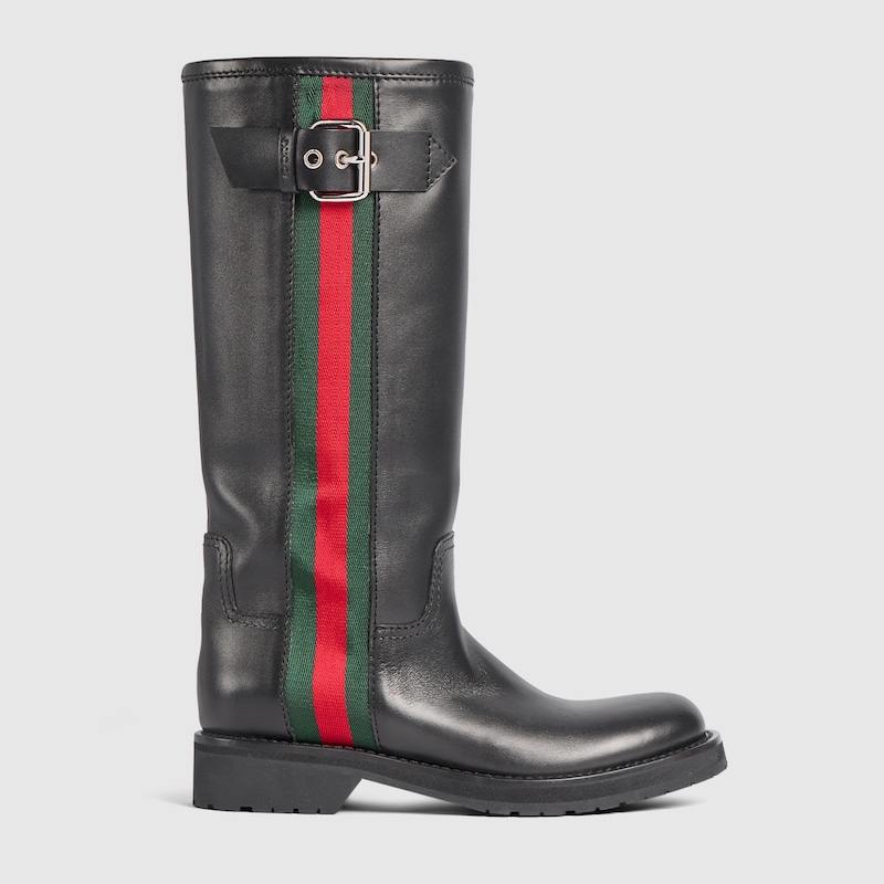 Gucci Biker Boot With Web