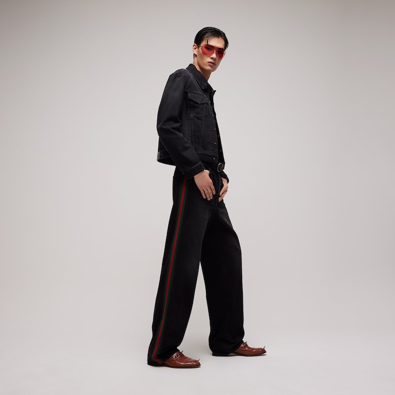Gucci Cotton Denim Pants With Web Insert | Thumbnail 2 Gucci Cotton Denim Pants With Web Insert | Thumbnail 2