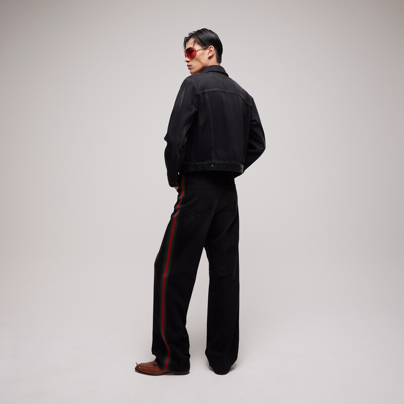 Gucci Cotton Denim Pants With Web Insert | Thumbnail 3 Gucci Cotton Denim Pants With Web Insert | Thumbnail 3