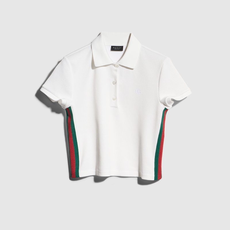 Rib Cotton Jersey Polo Shirt With Web