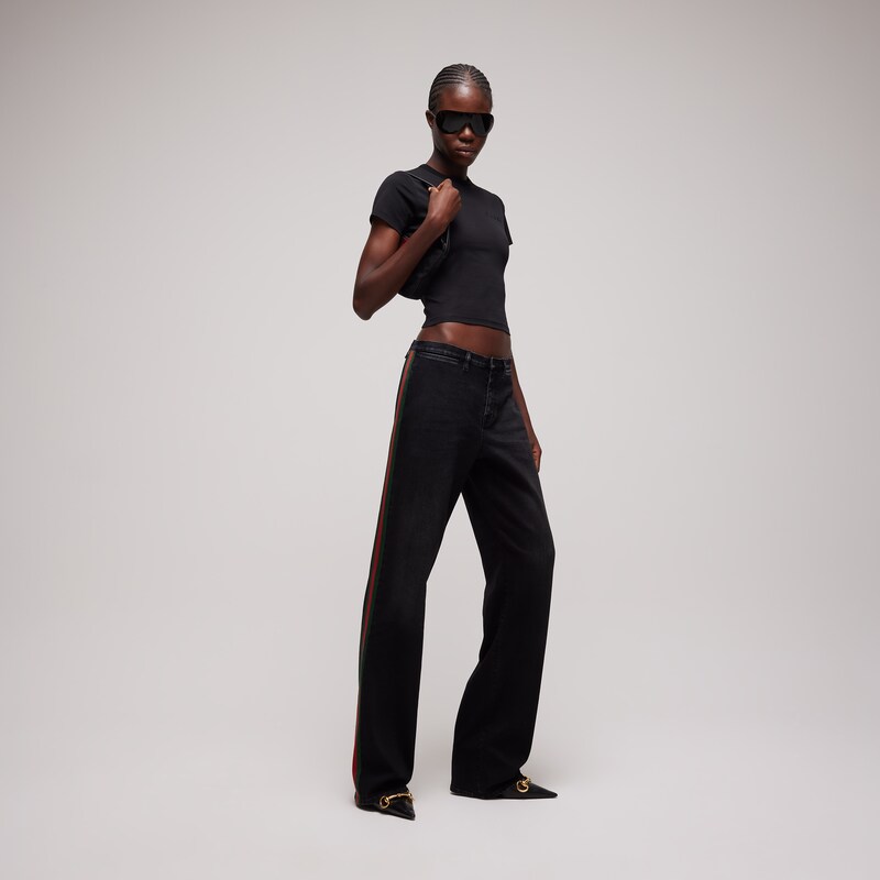 Gucci Stretch Cotton Denim With Web | Thumbnail 2 Gucci Stretch Cotton Denim With Web | Thumbnail 2