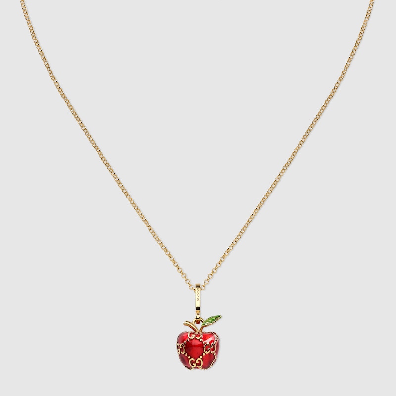 Gucci Apple Pendant Chain Necklace In Gold