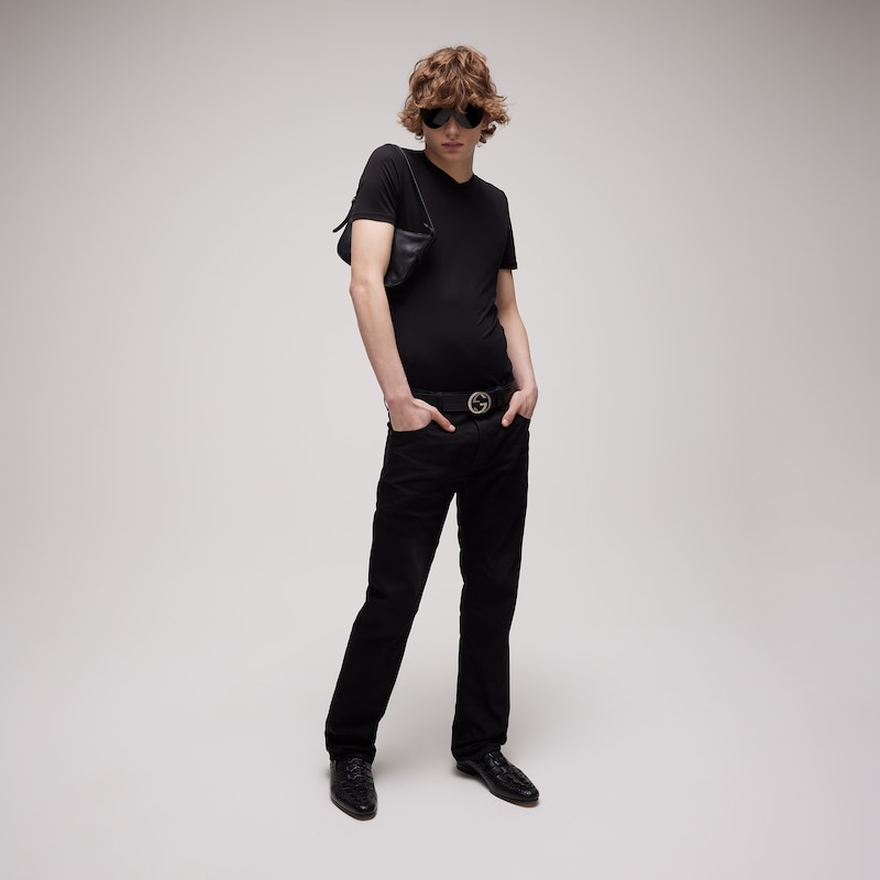 Gucci Cotton Denim Pants With Embroidery | Thumbnail 2