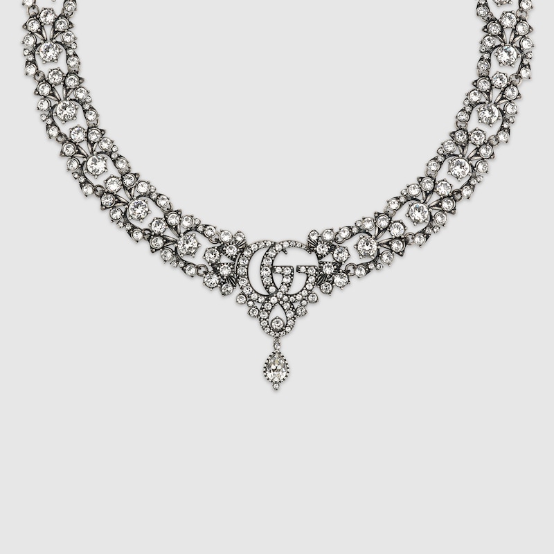 Gucci GG Marmont Crystal Choker Necklace