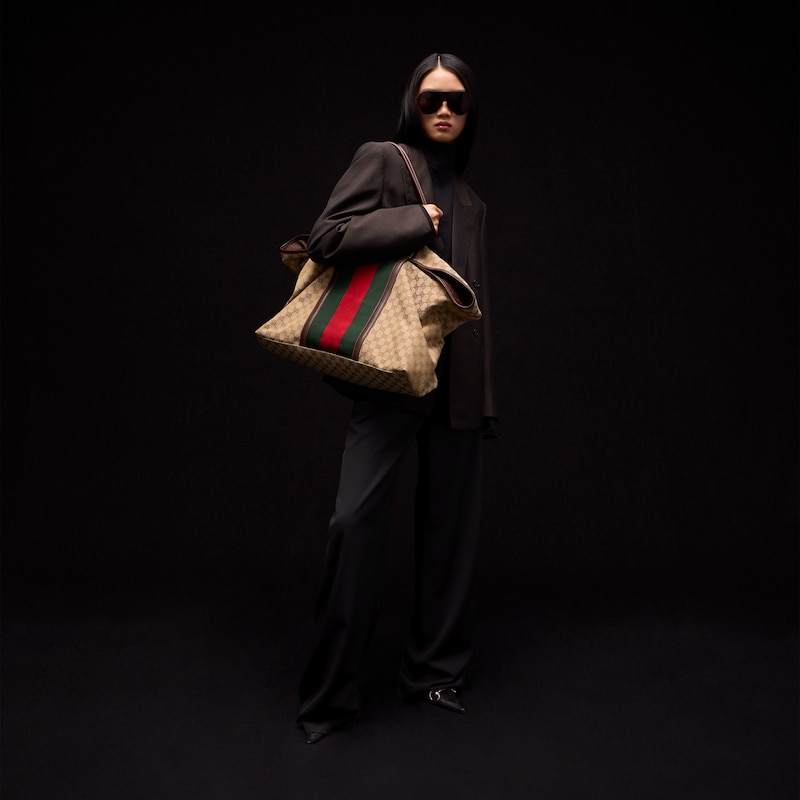 Gucci Medium GG Duffle Bag With Web | Thumbnail 2 Gucci Medium GG Duffle Bag With Web | Thumbnail 2