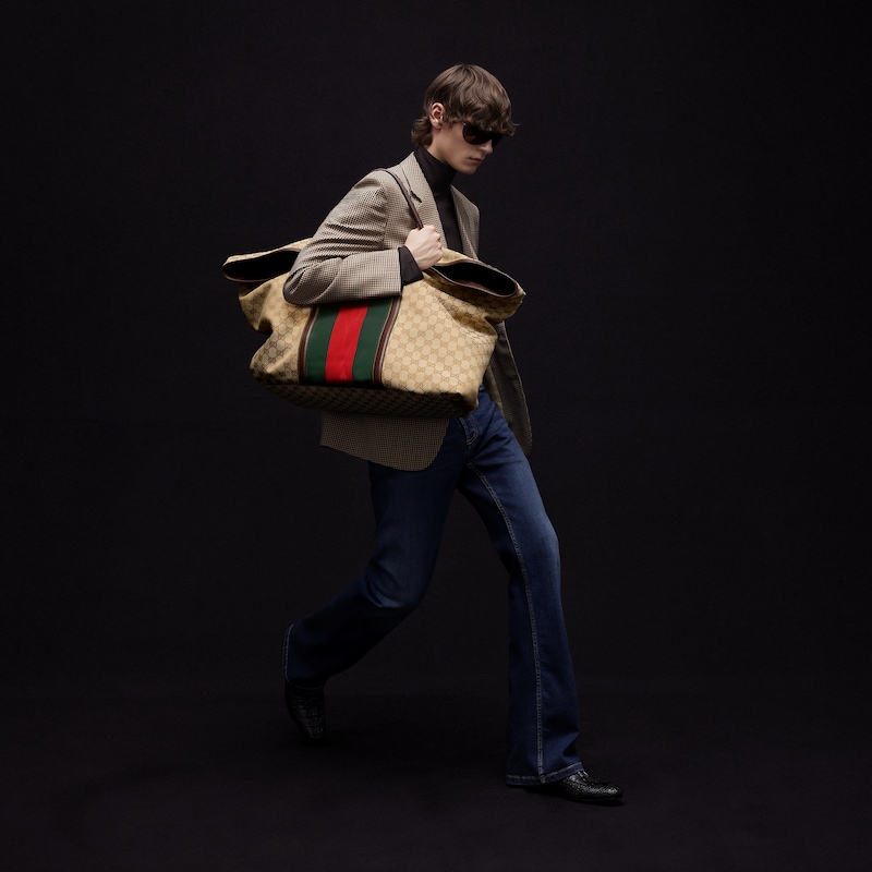 Gucci Medium GG Duffle Bag With Web | Thumbnail 3 Gucci Medium GG Duffle Bag With Web | Thumbnail 3